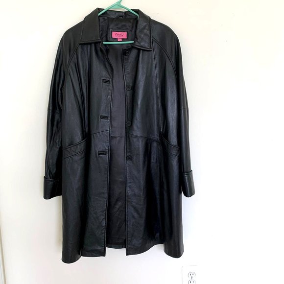 Excelled Jackets & Blazers - Black Long Leather Jackets Sz L